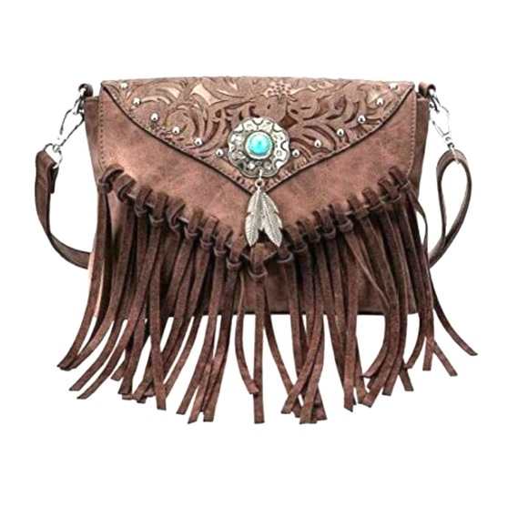 Fringe purse flowers turquoise main image 1